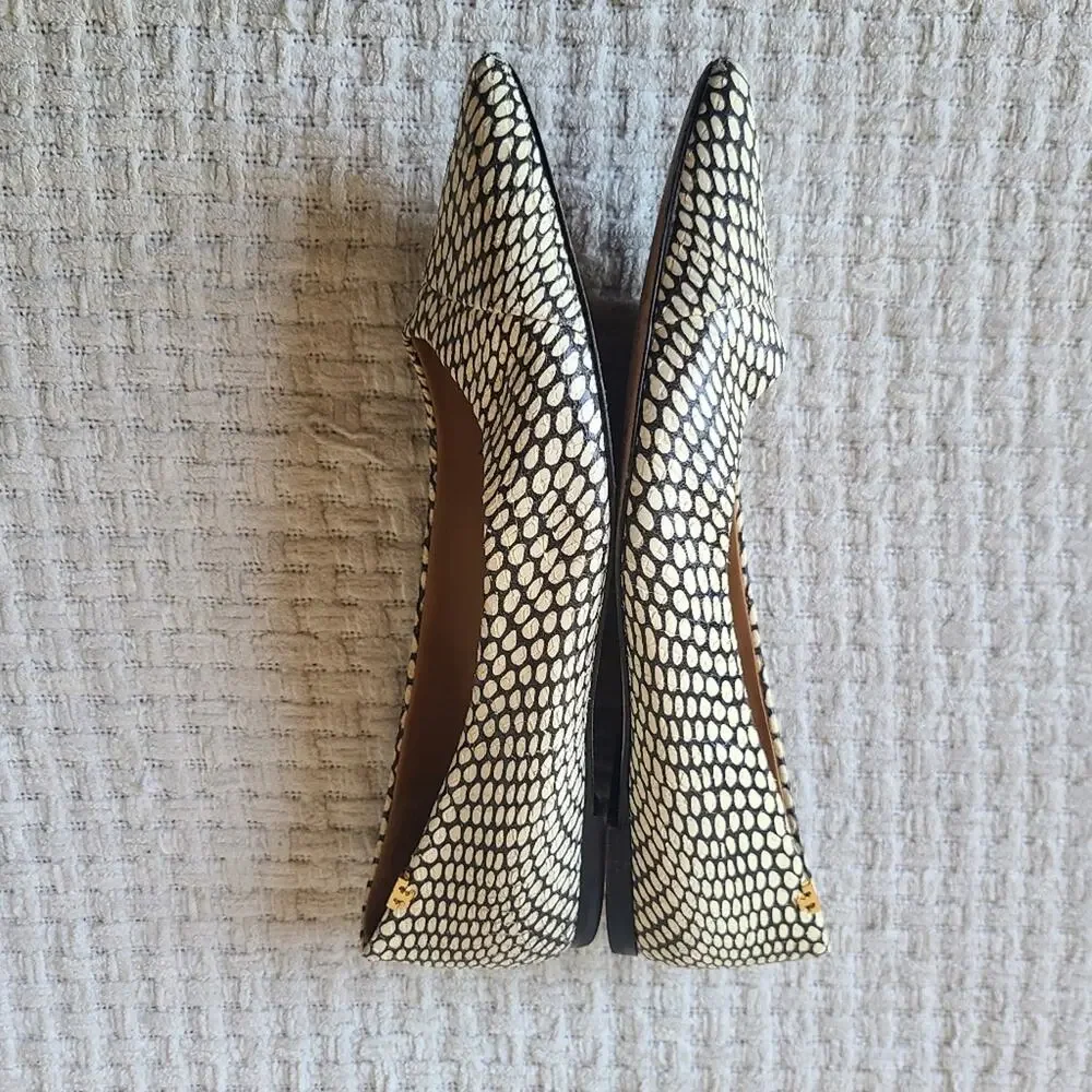 Tory Burch Penelope Snake Print Cap Toe Flat In King Cobra Women's Size 7